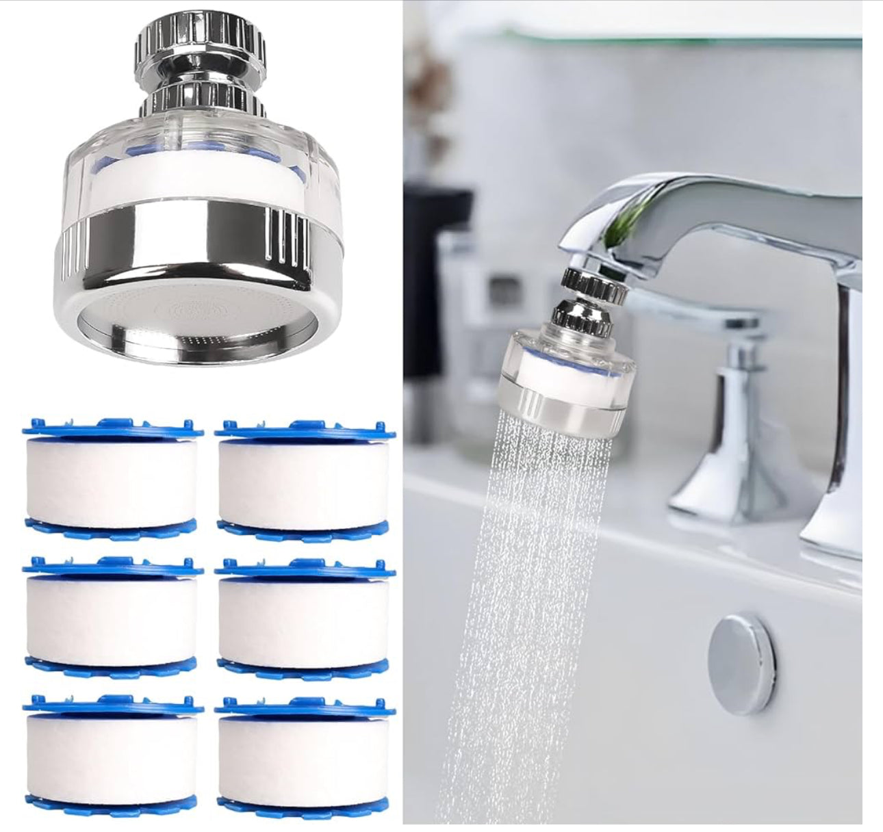 FREE HydraBoost™ 360° Rotating Bathroom Tap Water Filter Replacements - 6 Months Worth