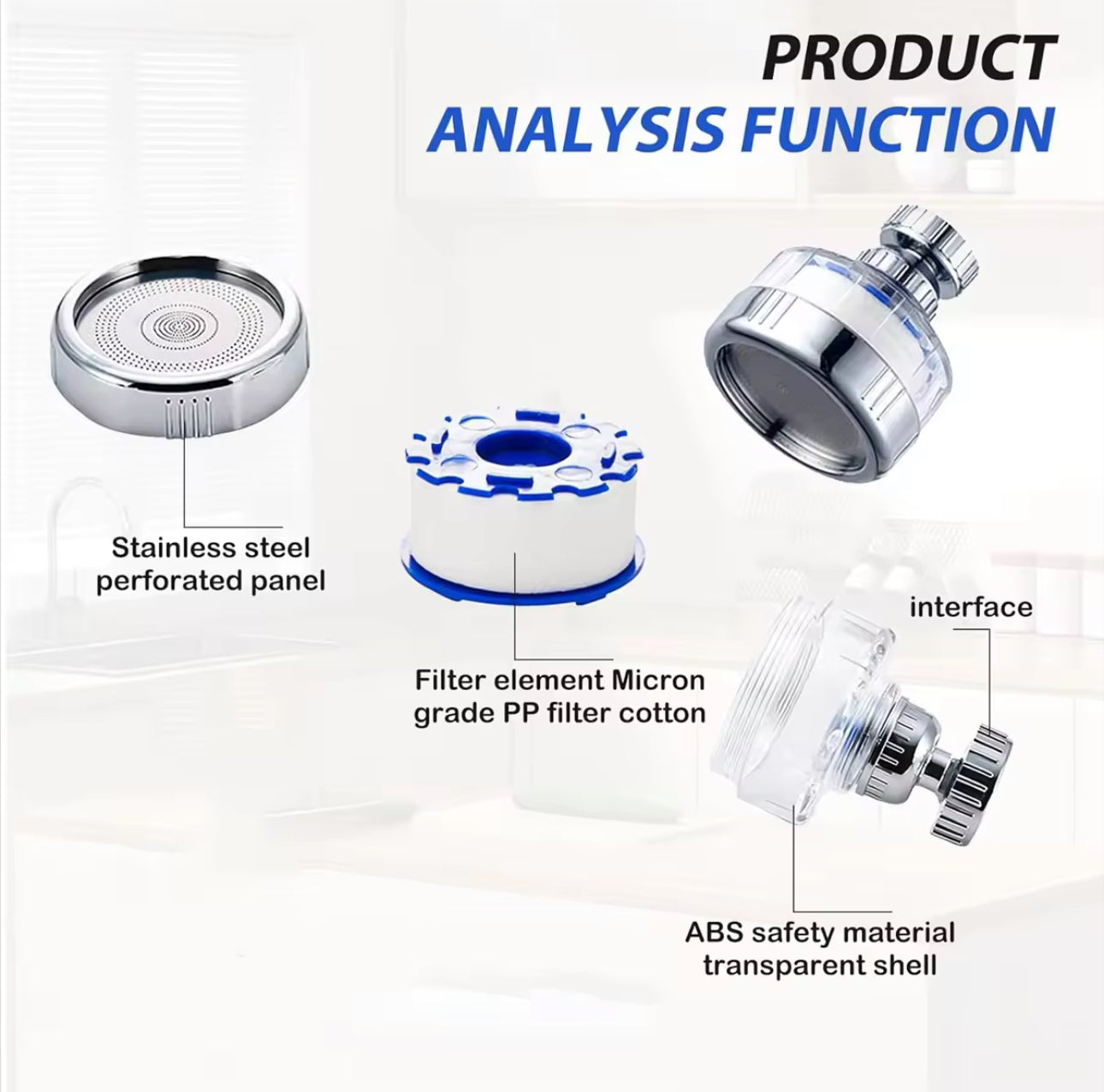 HydraBoost™ 360° Rotating Bathroom Tap Water Filter