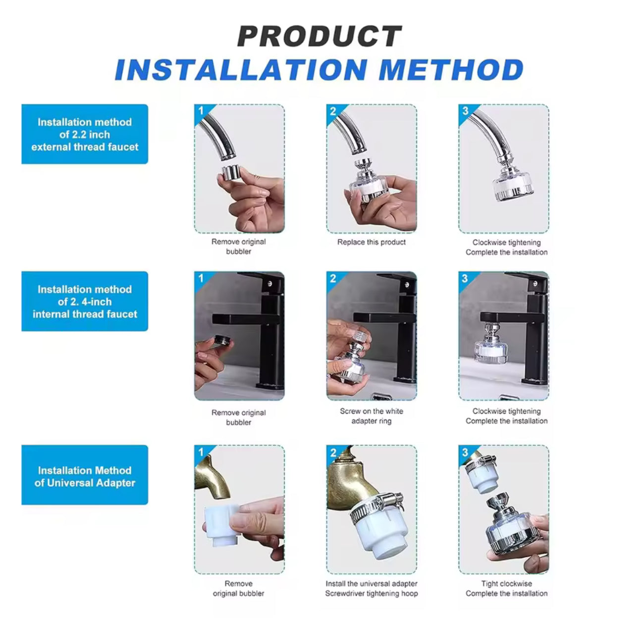 HydraBoost™ 360° Rotating Bathroom Tap Water Filter
