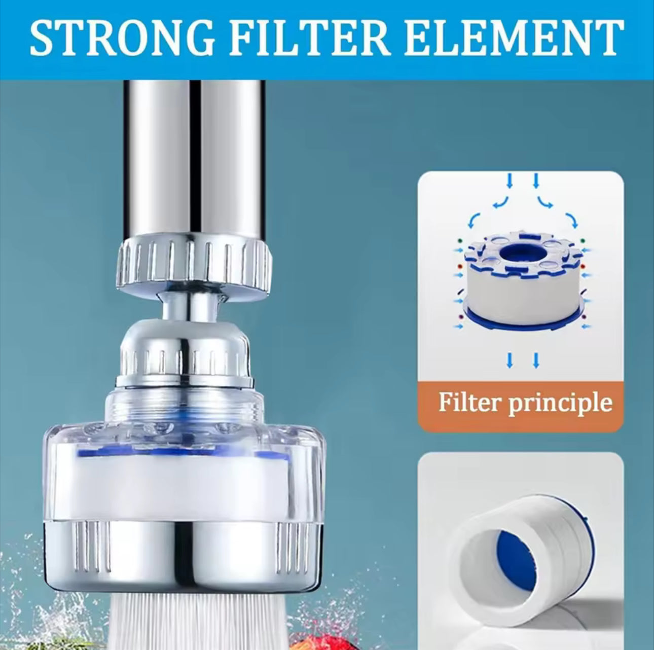 HydraBoost™ 360° Rotating Bathroom Tap Water Filter