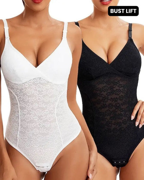 Lace Shape, Lift & Contour Tummy Control Thong Bodysuit