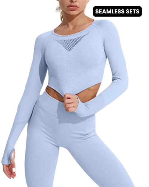 Seamless Activewear Long Sleeve Crop Pant Gym Set
