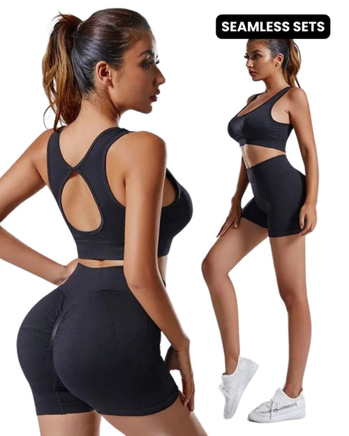 Seamless Activewear Cris Cross Short Gym Set