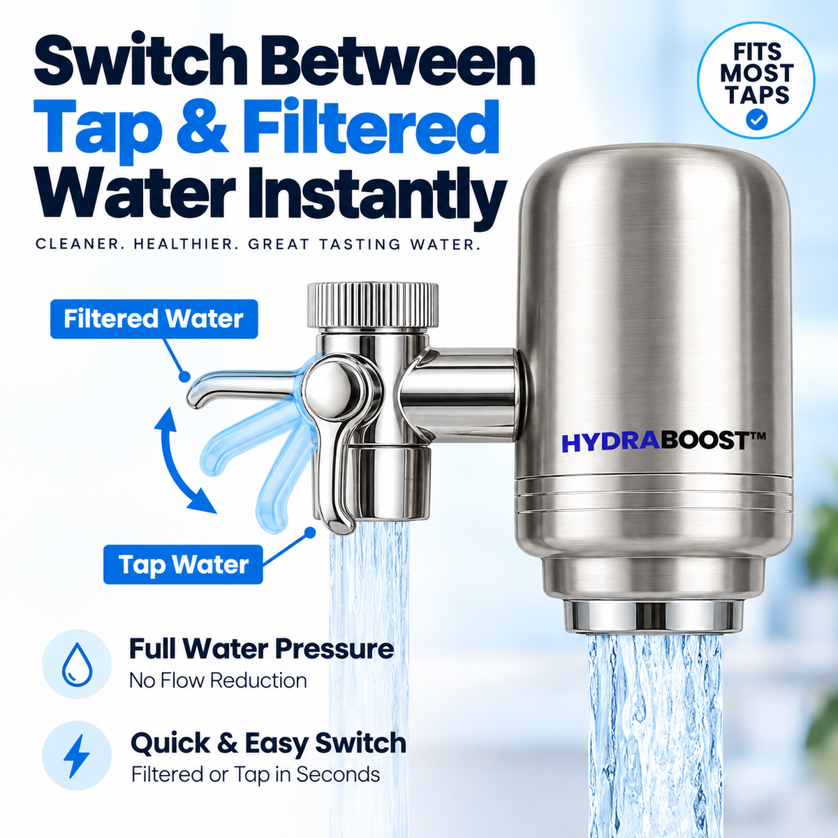 HydraBoost™ Stainless Steel Tap Filter