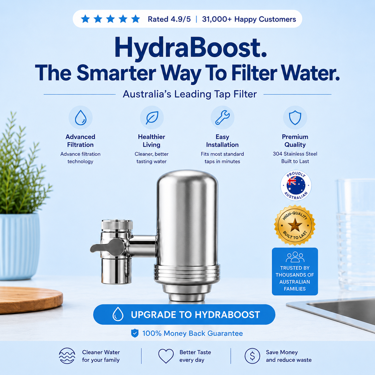 HydraBoost™ Stainless Steel Tap Filter